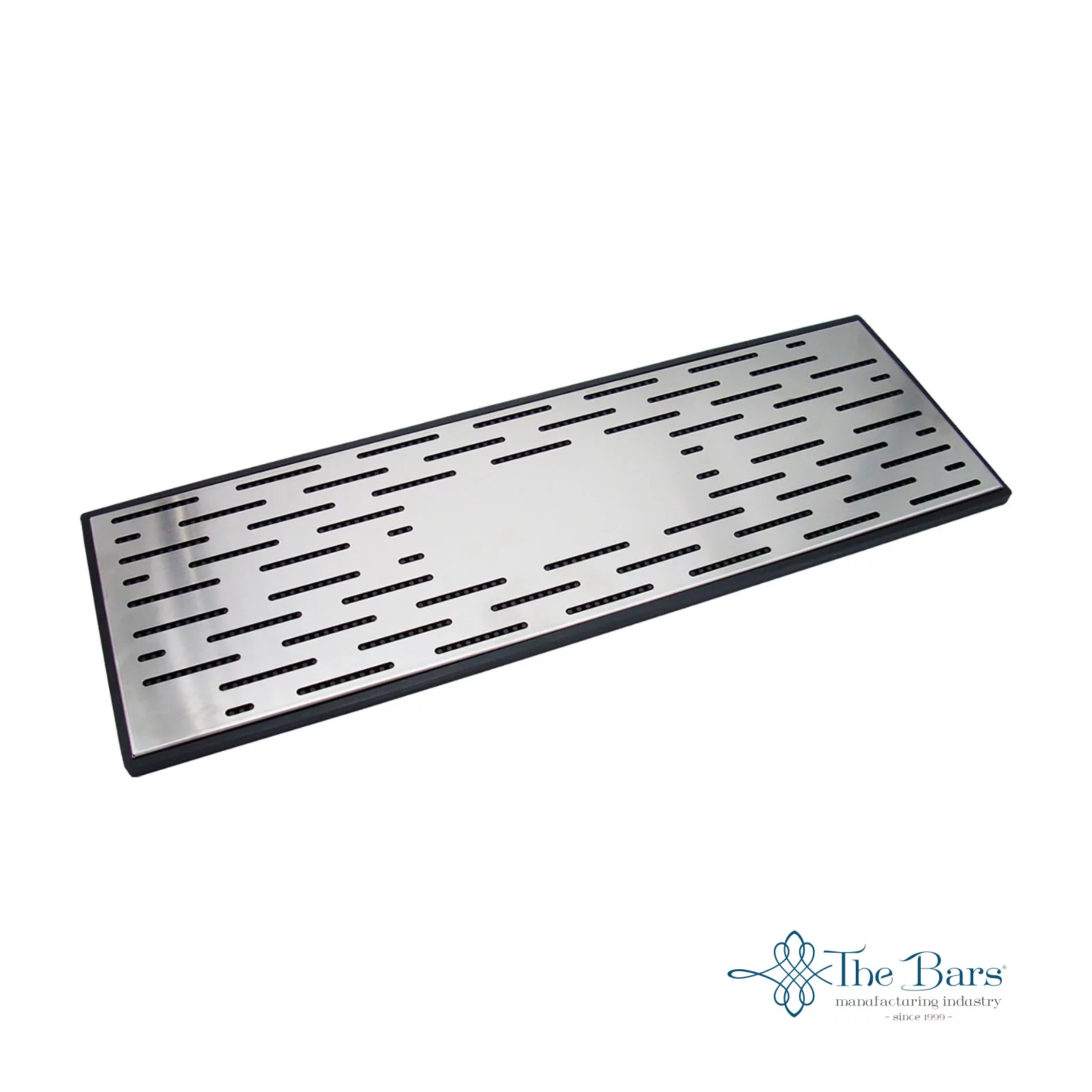 60x20 60x20 cm rubber bar mat with customizable stainless steel grid